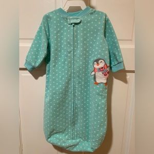 Carter’s baby fleece penguin sleep sack. Size 0-9 months.